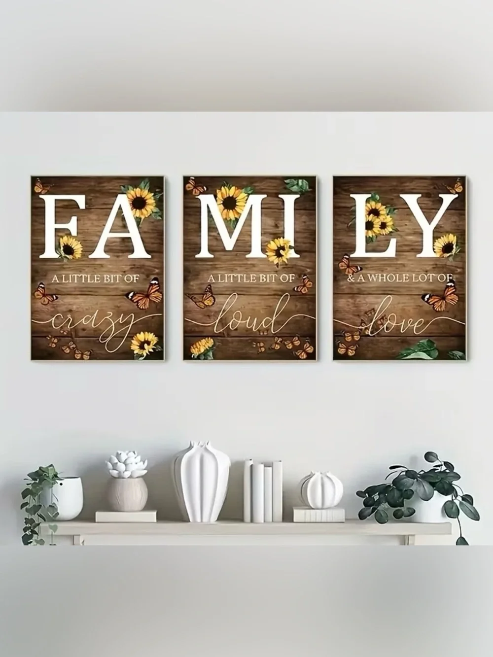 Sunflower Family Wall Art - Rustic Brown and Yellow Home Decor